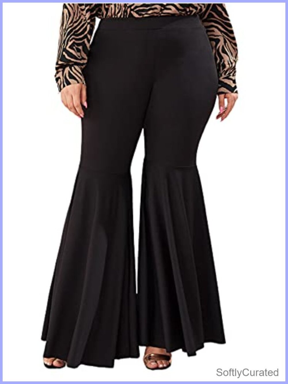 Plus Size Flare Leg Bell Bottom Palazzo Pants Party Club High Rise